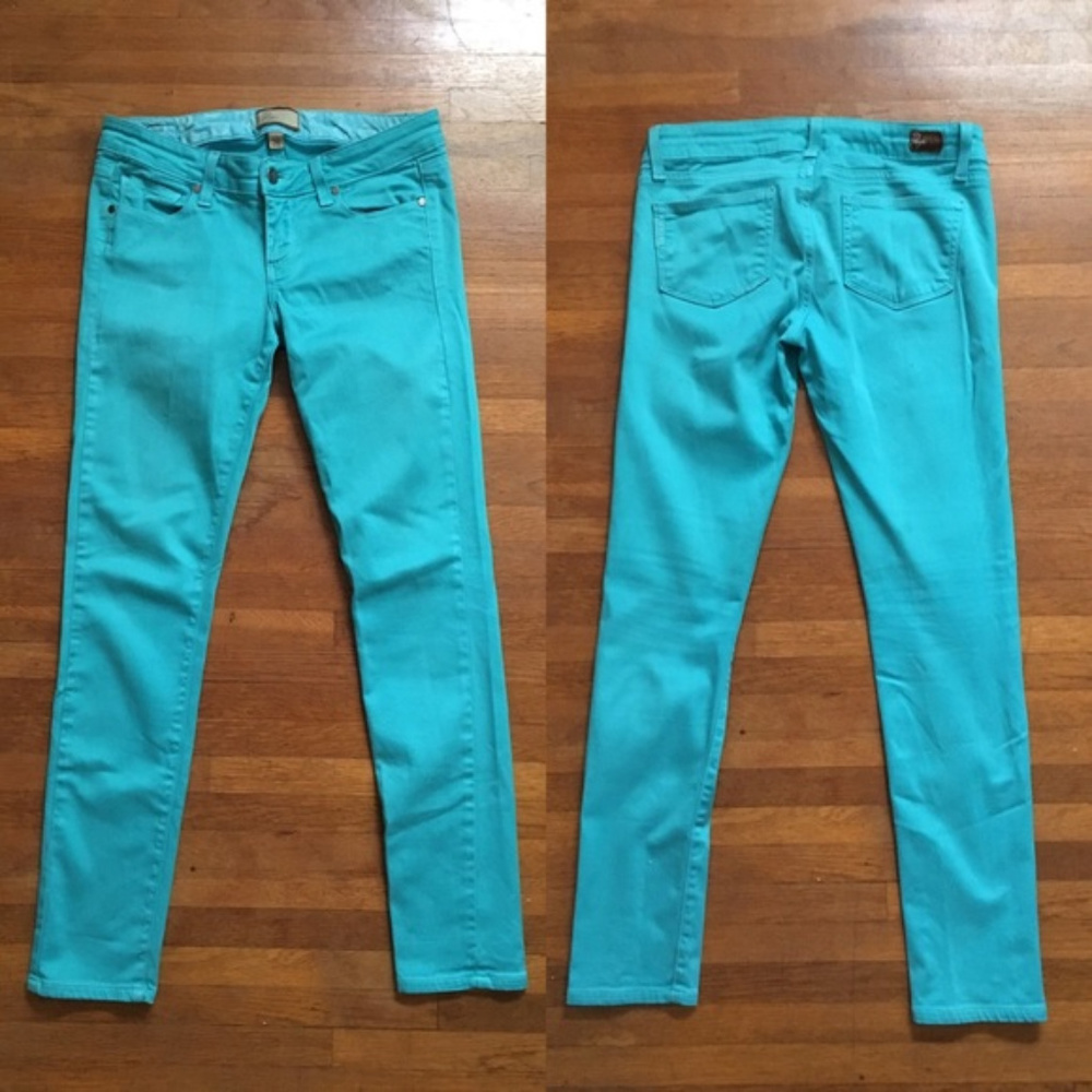 PAIGE Denim Peg Skinny Teal Womens Jeans