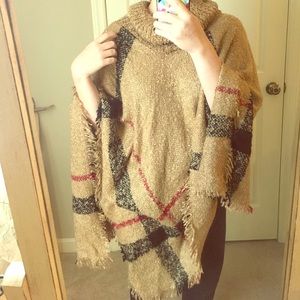 Plaid poncho