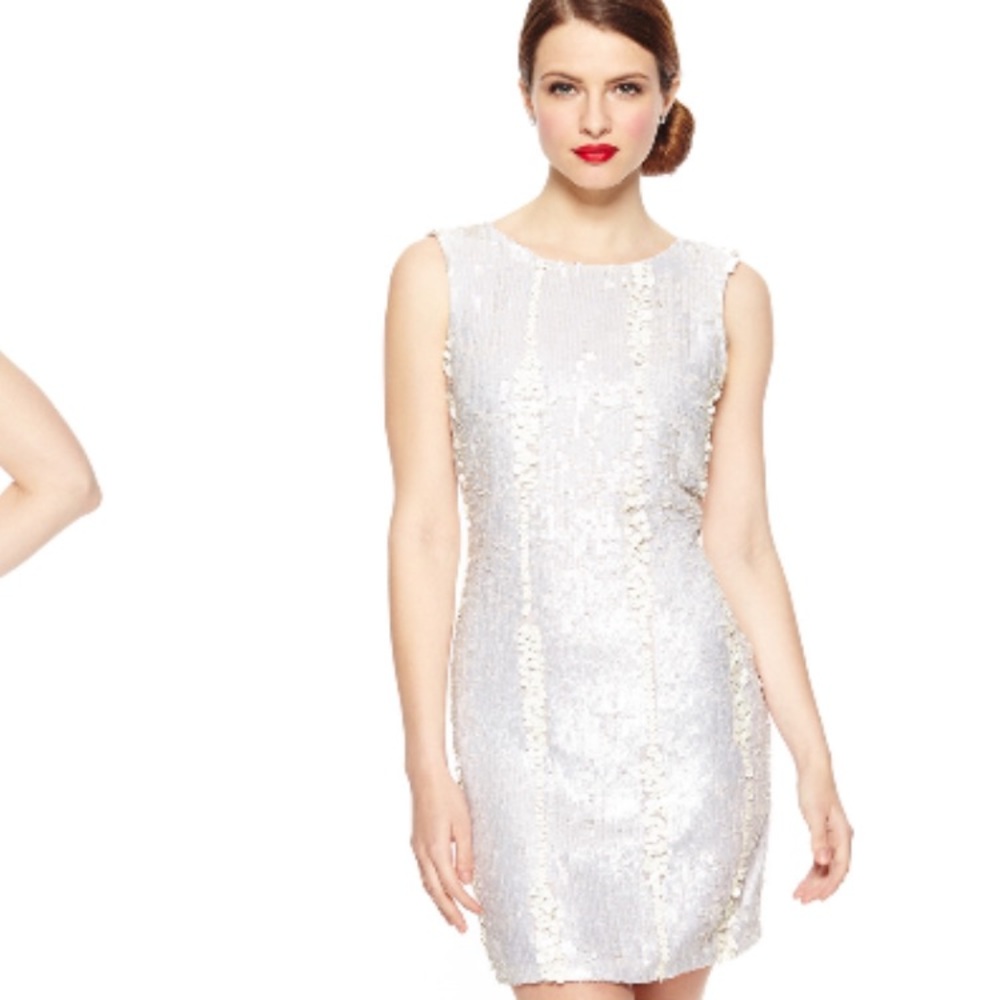 ABS by Allen Schwartz Ivory Sequin Sheath Dress