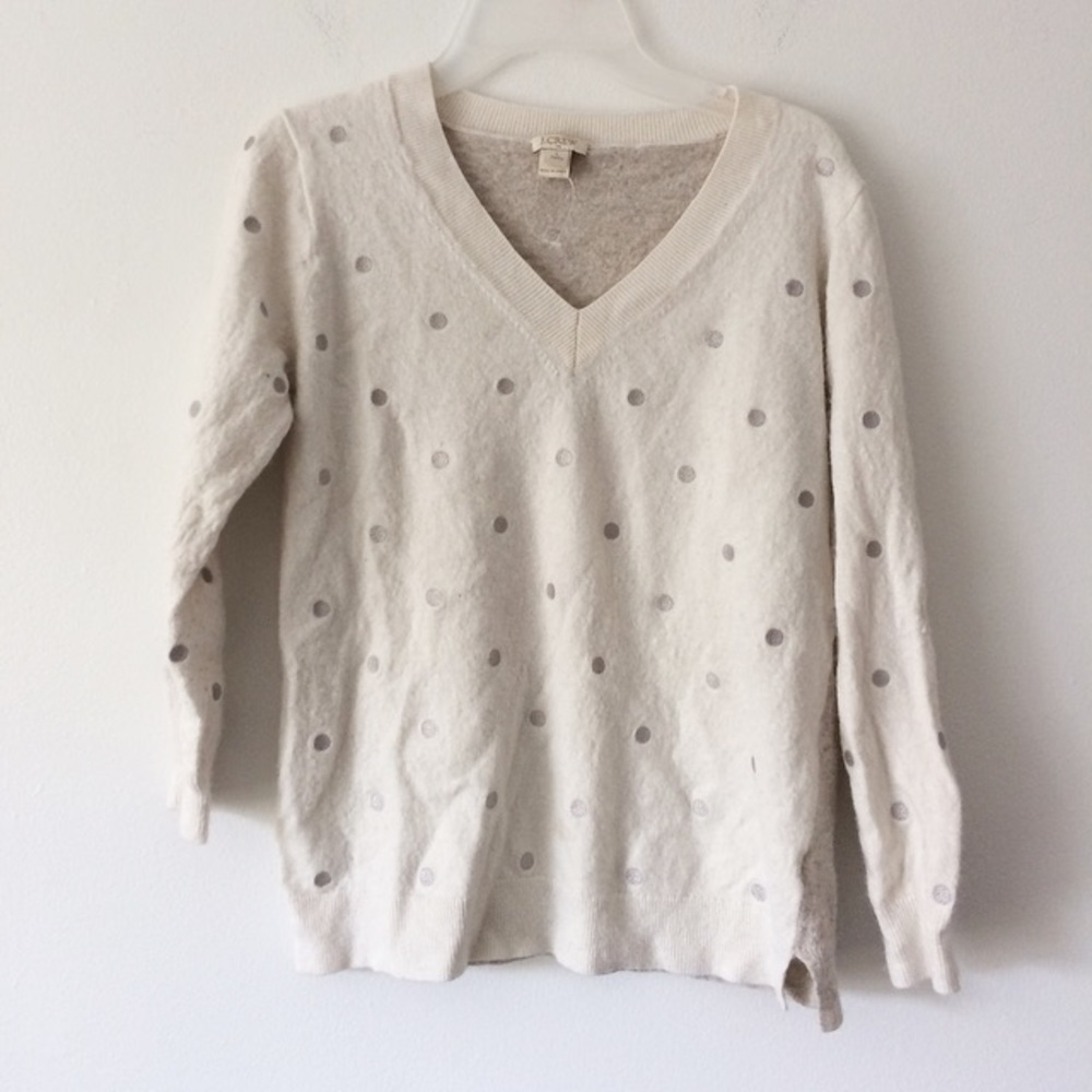 J.crew polka dot top. Part wool! Size PL. flaw