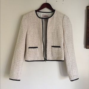 Forever 21 Faux Leather Trim Tweed Jacket - Small