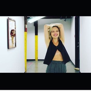 Vintage black open crop top
