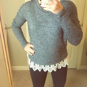 Black sweater with lace detail