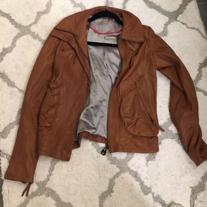 Brown leather jacket. 100% real leather.