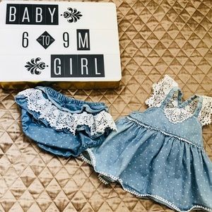 Denim and lace two piece set