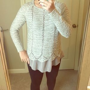 Brown and taupe sweater. Subtle sequin detail