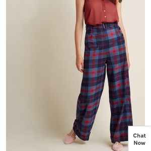 ModCloth Wide Leg Plaid Trousers