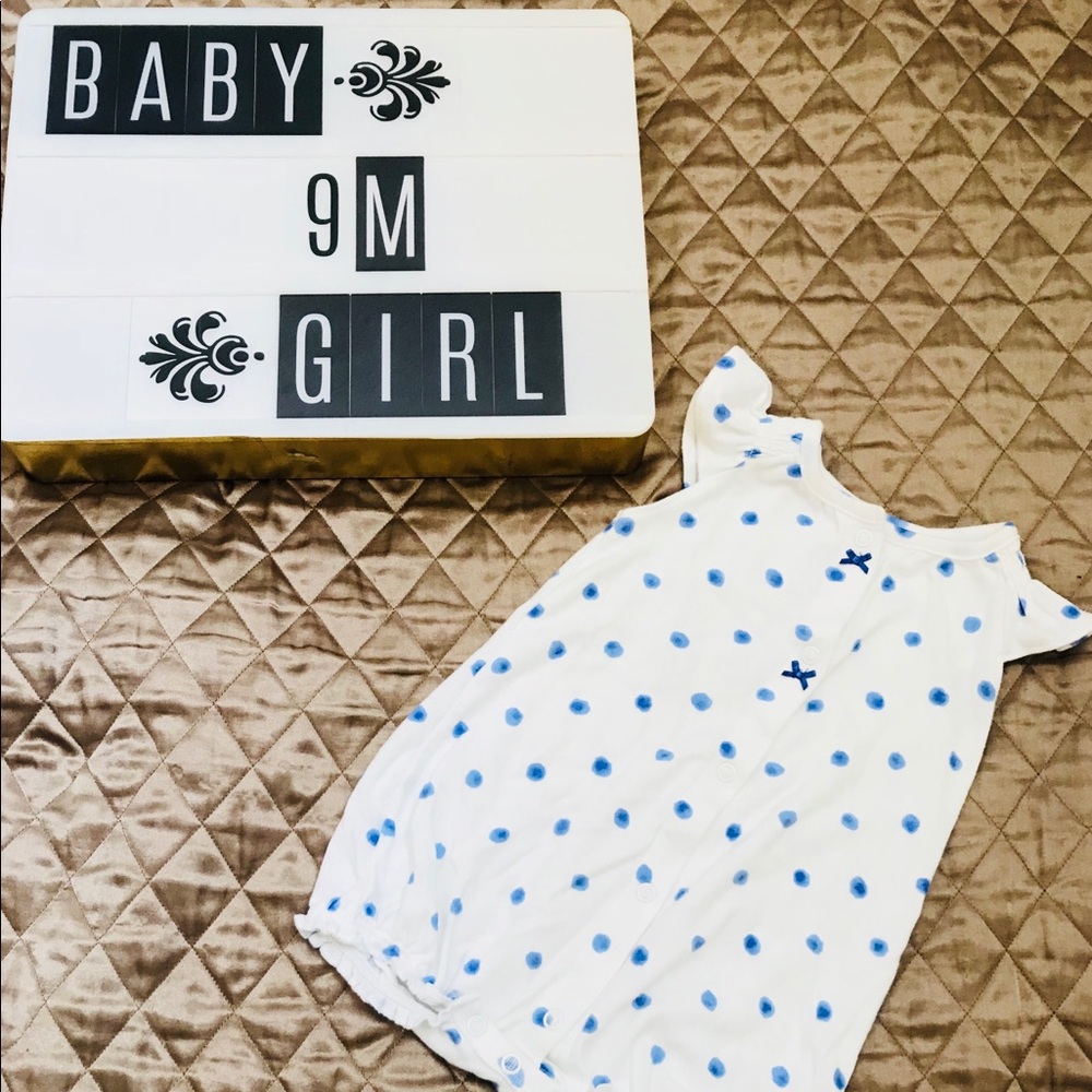 Blue polka dot romper