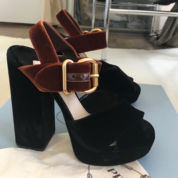 Prada Shoes - Prada Velvet Platforms