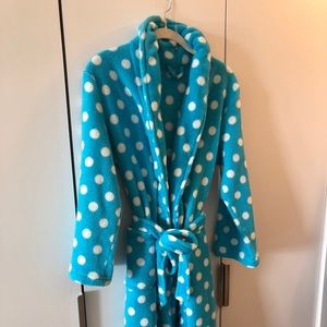 Teal polka dot bathrobe
