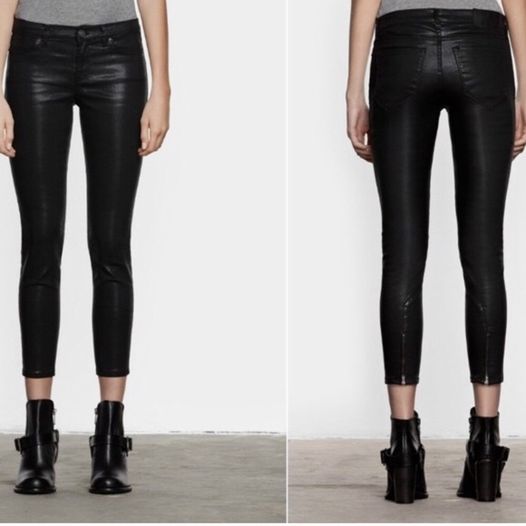 All Saints Denim - Allsaints Brodie petrol wax coated skinny jeans