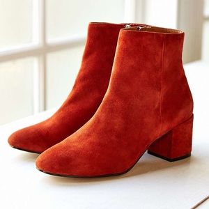 Thelma Suede Ankle Boot -Orange Rust