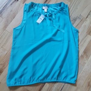 LOFT seafoam gree top with tie at neck