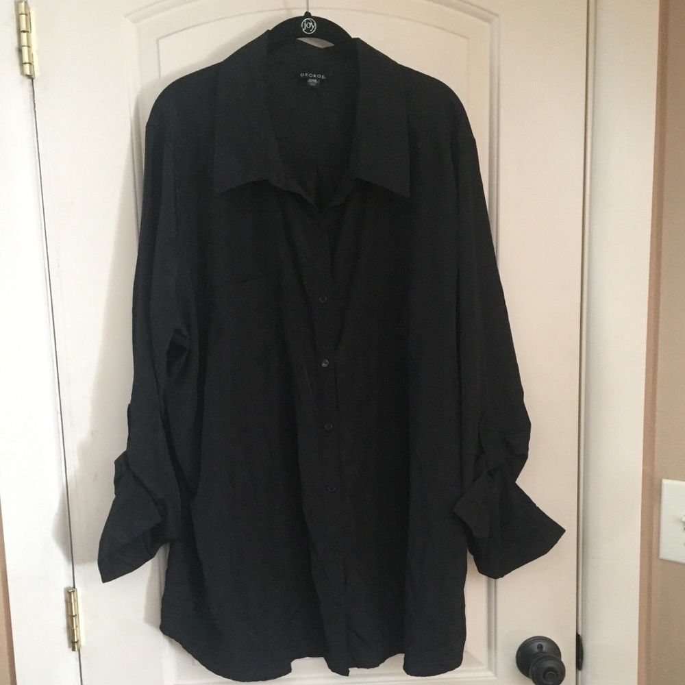 Poly rolled sleeve button down collared tunic