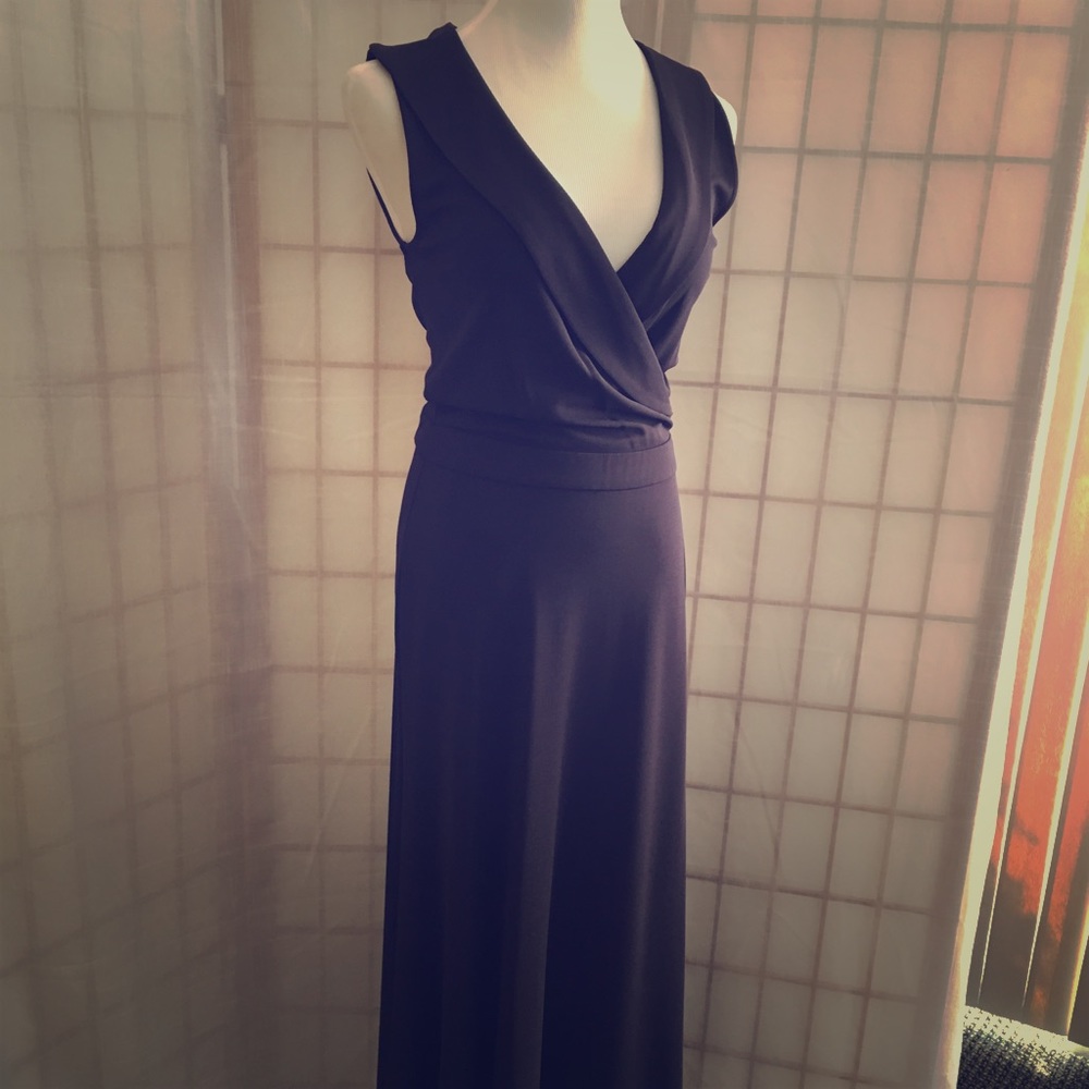 Anne Klein floor length eggplant dress