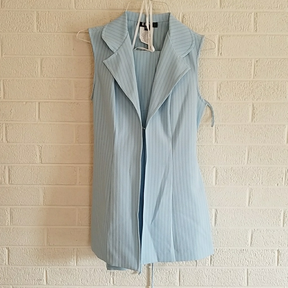 Three piece pin stripe pants suit