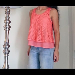 TEXTURED PINK FLOWY TANK TOP