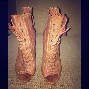 Miu Miu leather peep toe boots size 39