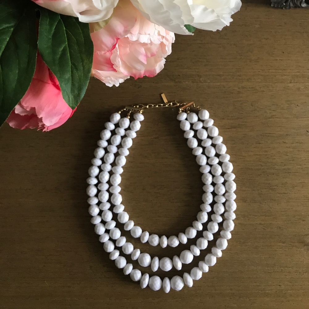 Sugarfix, white triple strand necklace.
