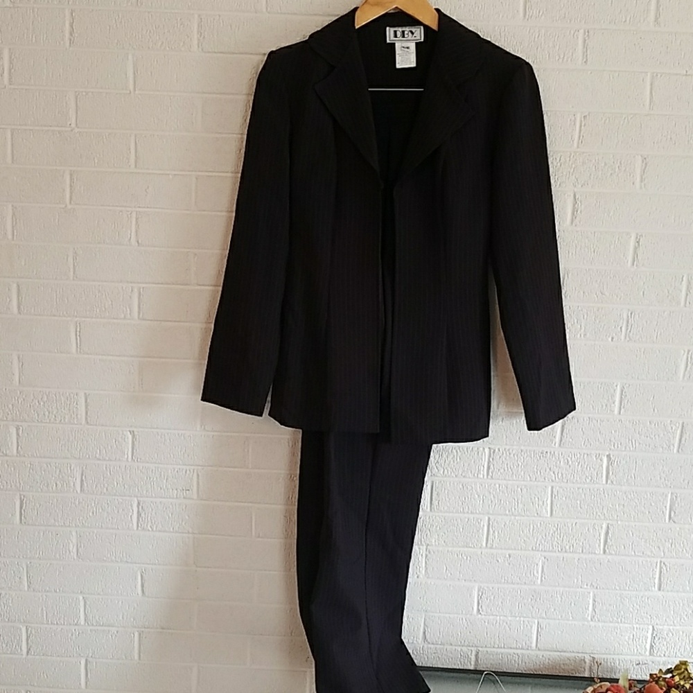 3 piece black with red pinstripe pant suit