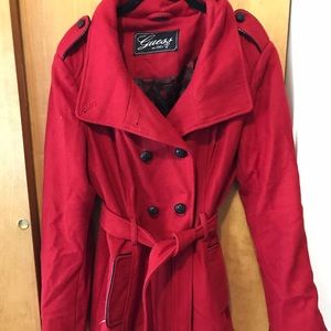 WORN ONCE Hot Red Guess Peacoat.