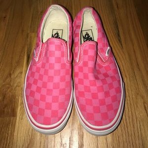 Pink checkered slip-on Vans