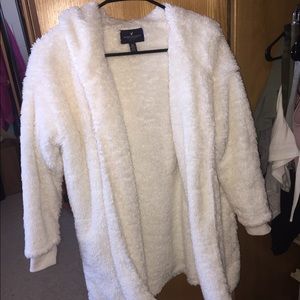 Cozy furry white coat