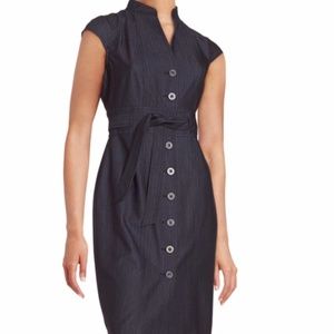 Calvin Klein Chambray Button-Front Sheath Dress