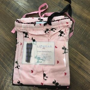 NWT pink and black poodle pajama pants (2 pack)