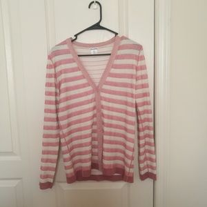 oscar de la renta metallic striped cardigan