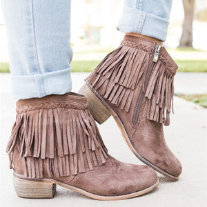 Layered Fringe Ankle Booties