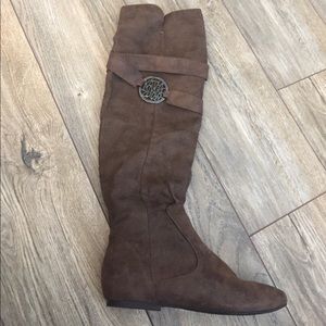 Brown knee high boots