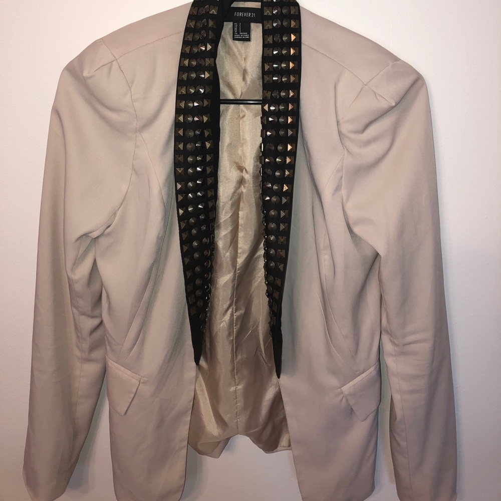 Cream blazer with detailed collar
