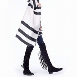 $698 WEITZMAN MANE FRINGE SUEDE OVER KNEE BOOTS 9