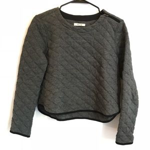 Madewell quilted cropped shoulder zip sweater