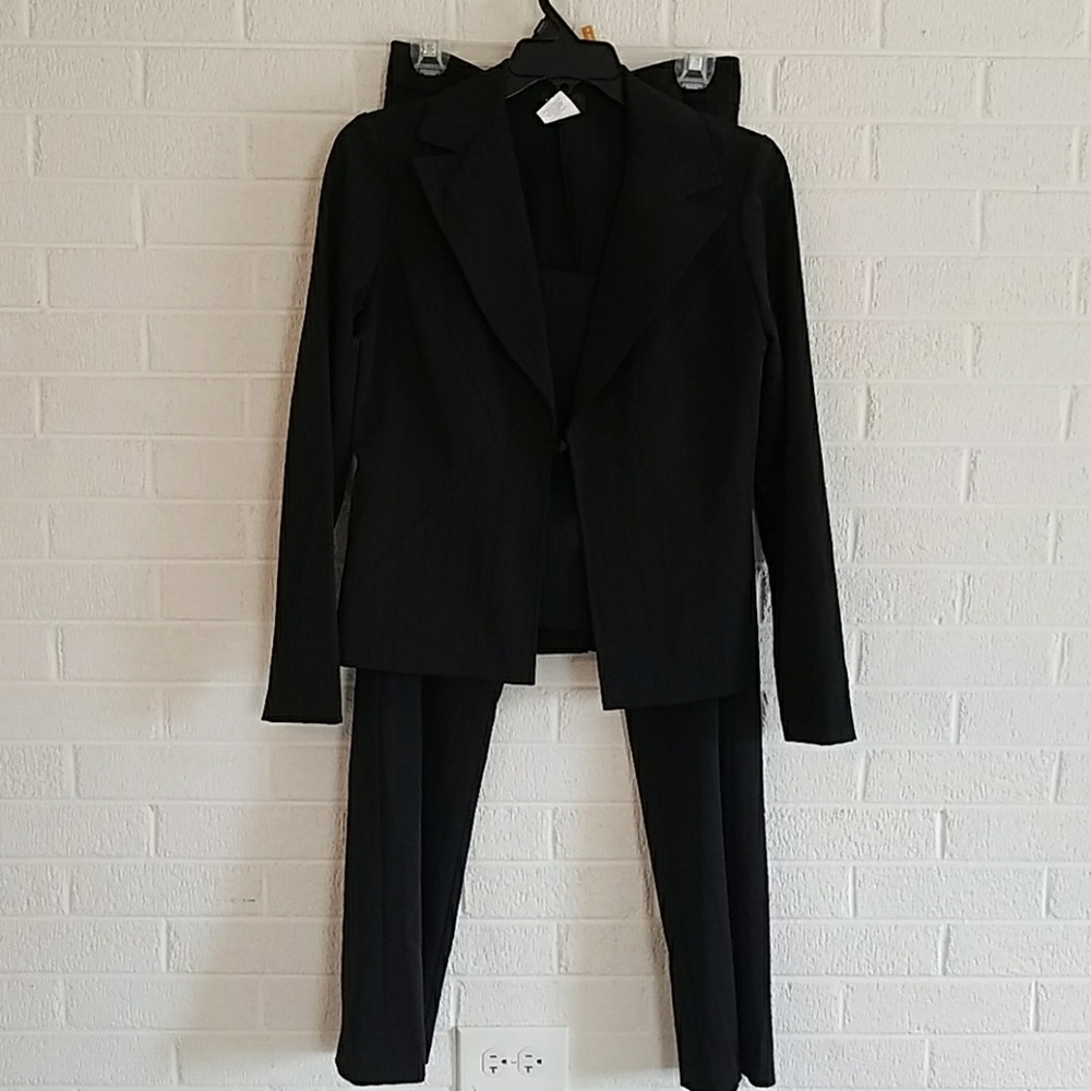 Classic 3 piece black pantsuit with black stripe
