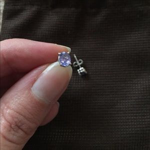 Amethyst oval post earrings