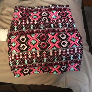 Tribal neon mini skirt