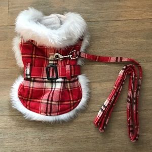 Dog jacket with matching & attachable leash