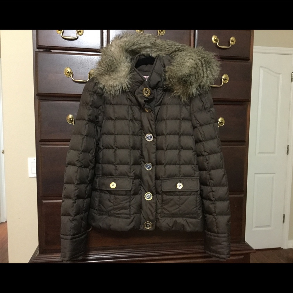 JUICY COUTURE BROWN PUFFER QUILTED JACKET COAT EUC