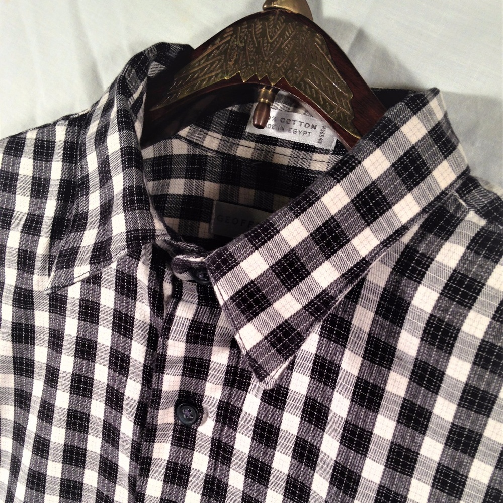 *SOLD*Geoffrey Beene Large Black White Check Shirt