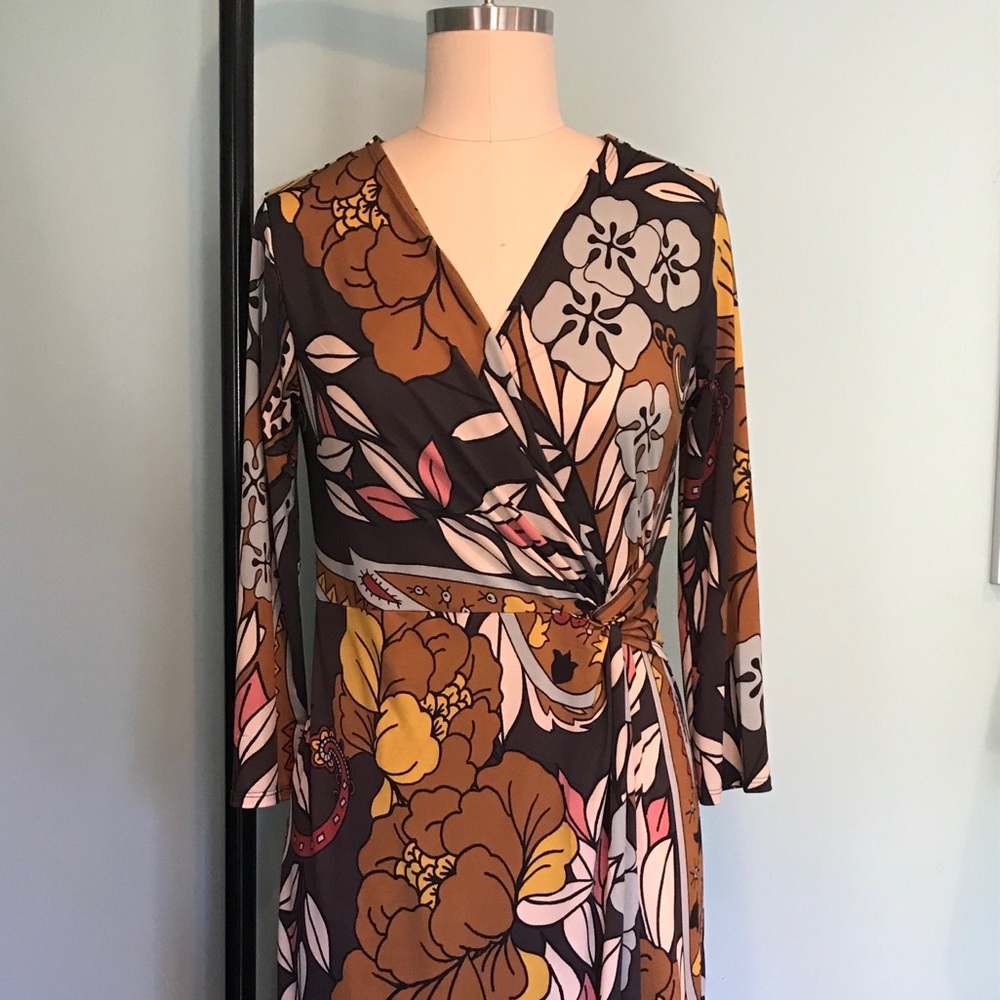 Vivienne Tam Floral Printed Faux Wrap Dress