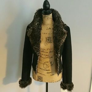 Black Faux Suede & Faux Fur Jkt**Keeps You Warm**