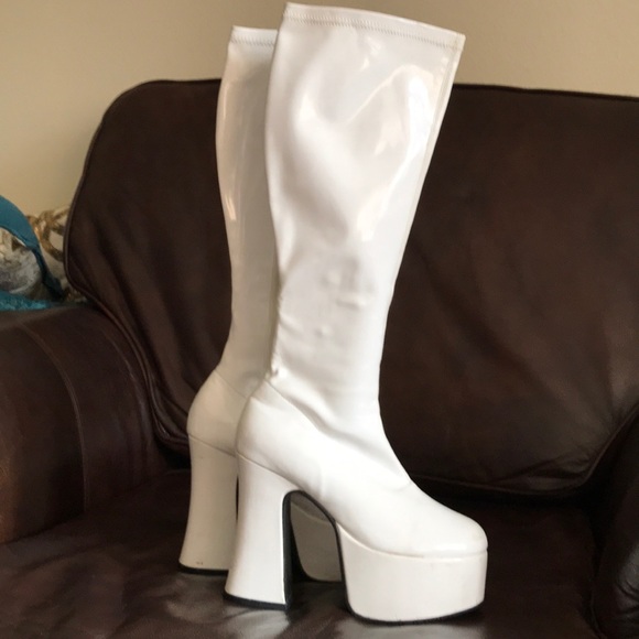 Patent White Go-Go Boots - Picture 1 of 8