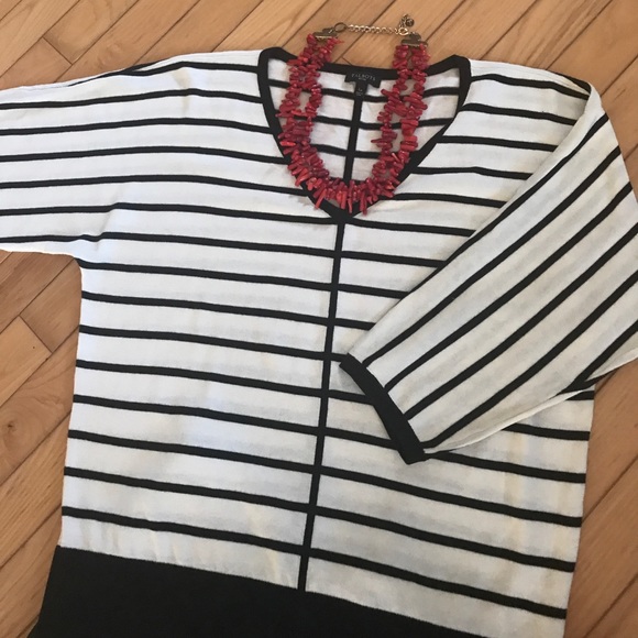 Talbots Sweaters - Talbots cream/black stripe sweater size LP