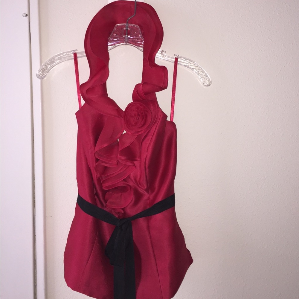 ❤️ Red Silk Halter Top❤️