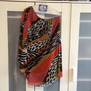 Trina Turk silk one arm dress