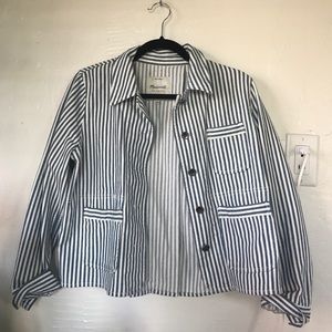 madewell striped blue cortton blazer
