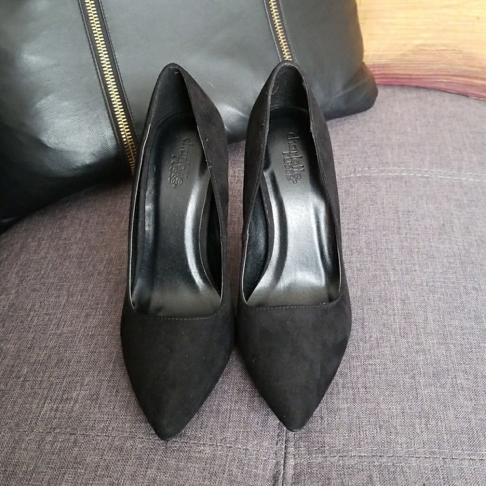 NWB Black Suede Square Toe 4" Pump Heels