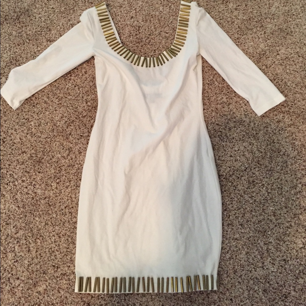 White & gold rod dress